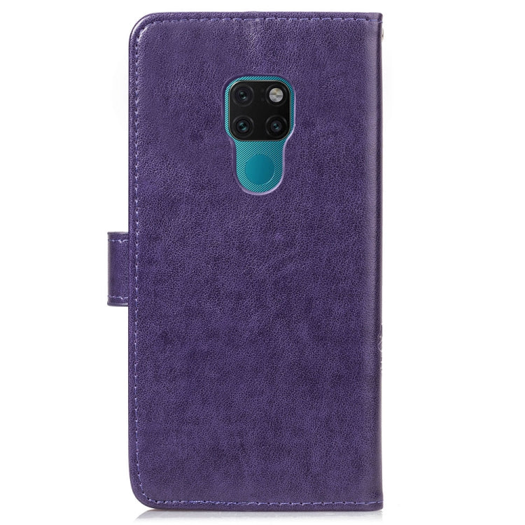 Lucky Clover Pressed Flowers Pattern Leather Case for Huawei Mate 20, with Holder & Card Slots & Wallet & Hand Strap