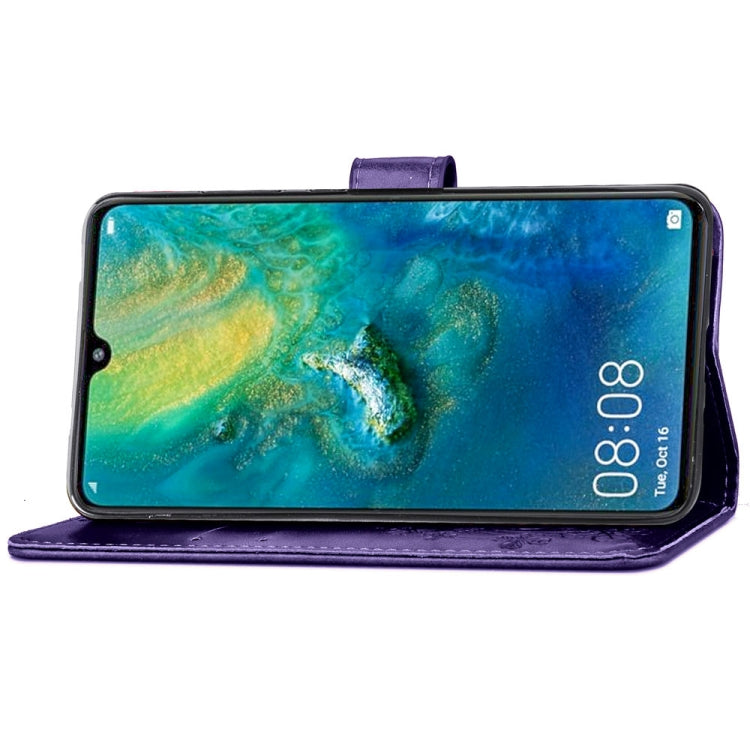 Lucky Clover Pressed Flowers Pattern Leather Case for Huawei Mate 20, with Holder & Card Slots & Wallet & Hand Strap