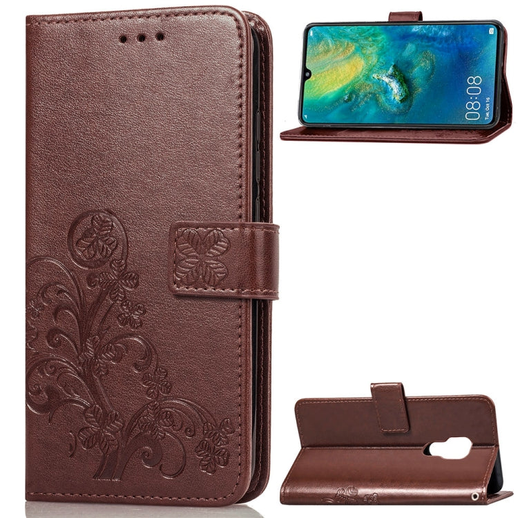 Lucky Clover Pressed Flowers Pattern Leather Case for Huawei Mate 20, with Holder & Card Slots & Wallet & Hand Strap