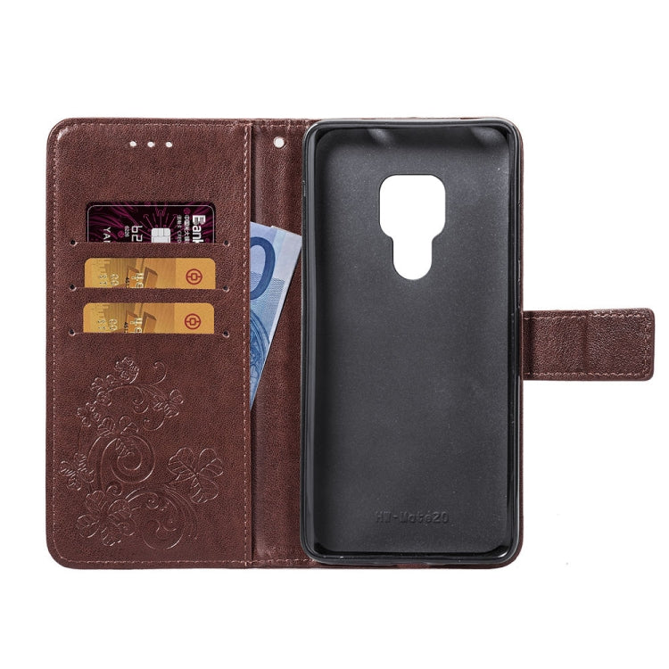 Lucky Clover Pressed Flowers Pattern Leather Case for Huawei Mate 20, with Holder & Card Slots & Wallet & Hand Strap