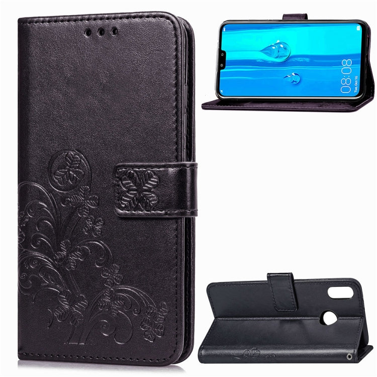 Lucky Clover Pressed Flowers Pattern Leather Case for Huawei Y9 (2019) / Enjoy 9 Plus, with Holder & Card Slots & Wallet & Hand Strap