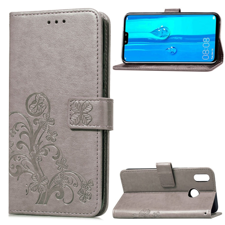 Lucky Clover Pressed Flowers Pattern Leather Case for Huawei Y9 (2019) / Enjoy 9 Plus, with Holder & Card Slots & Wallet & Hand Strap