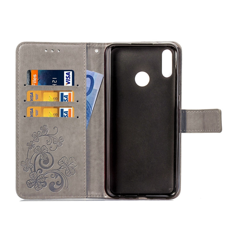 Lucky Clover Pressed Flowers Pattern Leather Case for Huawei Y9 (2019) / Enjoy 9 Plus, with Holder & Card Slots & Wallet & Hand Strap