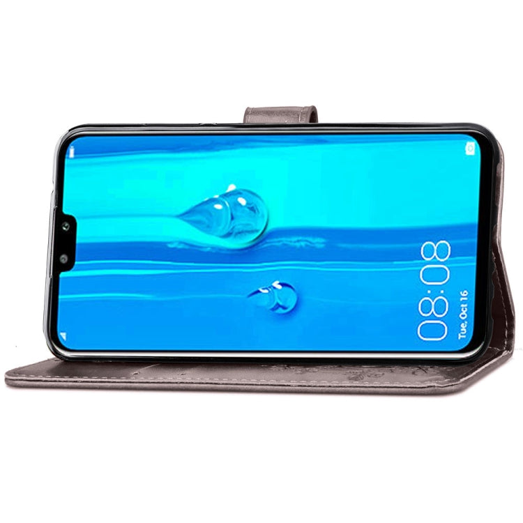 Lucky Clover Pressed Flowers Pattern Leather Case for Huawei Y9 (2019) / Enjoy 9 Plus, with Holder & Card Slots & Wallet & Hand Strap