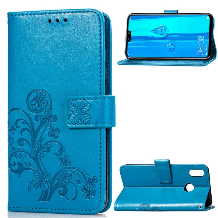 Lucky Clover Pressed Flowers Pattern Leather Case for Huawei Y9 (2019) / Enjoy 9 Plus, with Holder & Card Slots & Wallet & Hand Strap