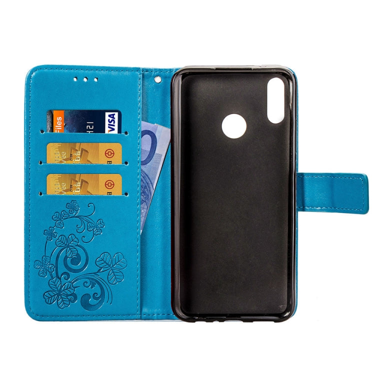 Lucky Clover Pressed Flowers Pattern Leather Case for Huawei Y9 (2019) / Enjoy 9 Plus, with Holder & Card Slots & Wallet & Hand Strap