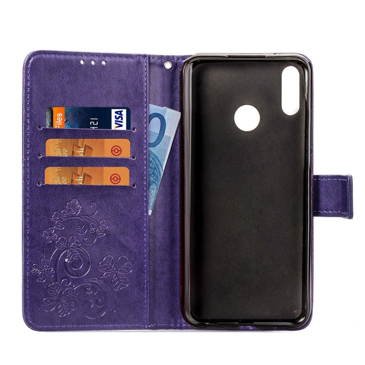 Lucky Clover Pressed Flowers Pattern Leather Case for Huawei Y9 (2019) / Enjoy 9 Plus, with Holder & Card Slots & Wallet & Hand Strap