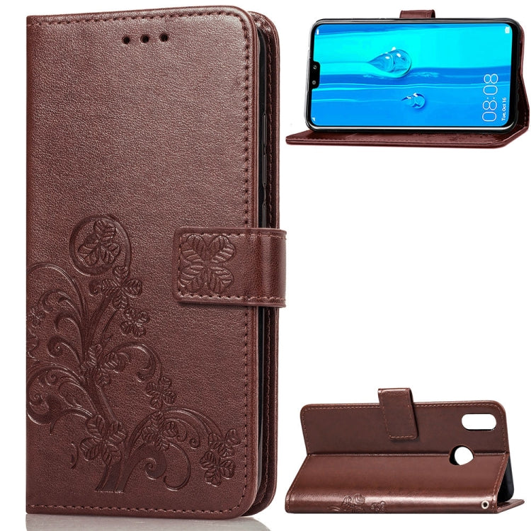 Lucky Clover Pressed Flowers Pattern Leather Case for Huawei Y9 (2019) / Enjoy 9 Plus, with Holder & Card Slots & Wallet & Hand Strap