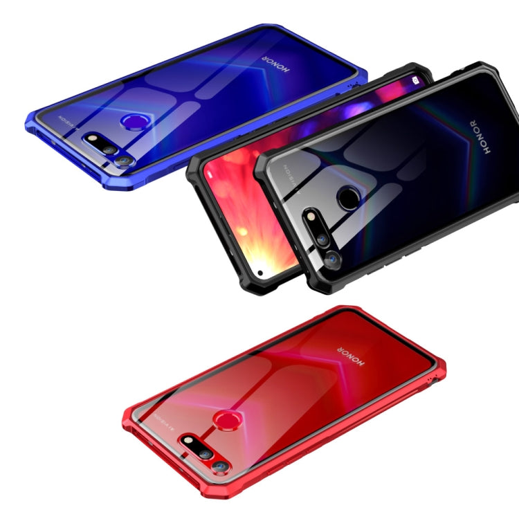 Snap-on Aluminum Frame and Tempered Glass Back Plate Case for Huawei Honor V20(Black)