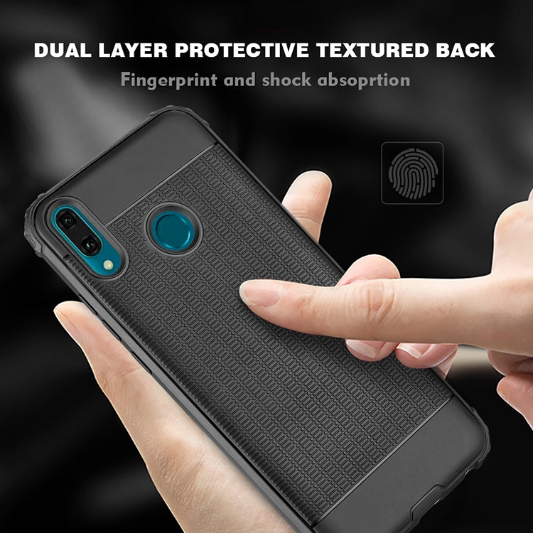 Cube Texture Shockproof TPU Case for Huawei Y9 (2019)(Red)