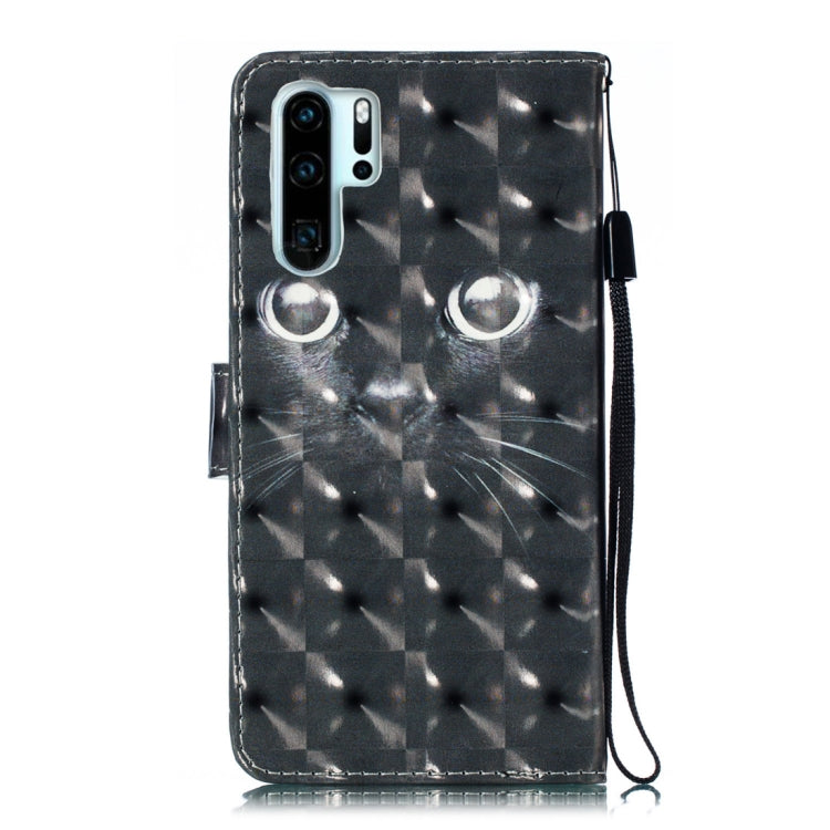 3D Black Eyes Pattern Horizontal Flip PU Leather Case for Huawei P30 Pro, with Holder & Card Slots & Wallet & Photo Frame