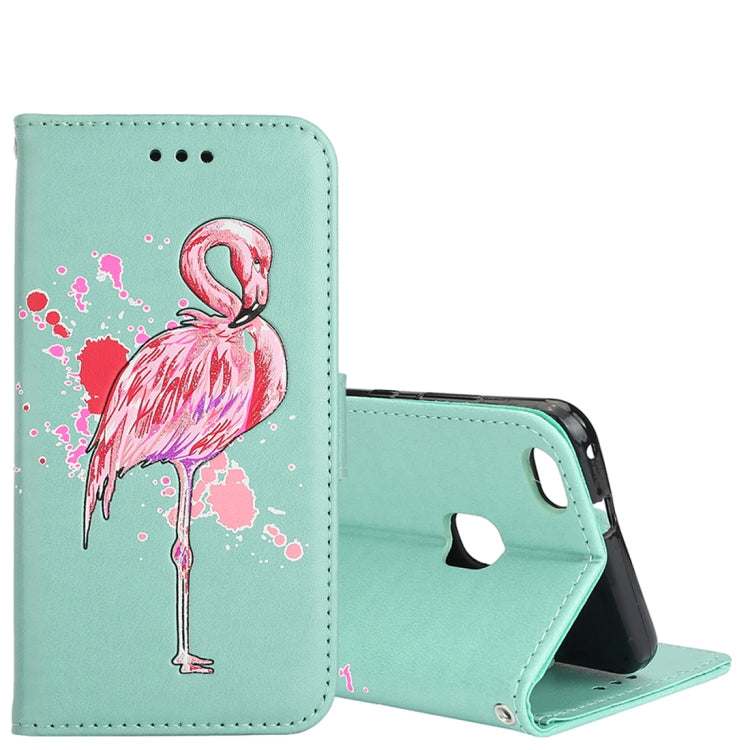 For Huawei P10 Lite Glittery Powder Flamingo Print Horizontal Flip Leather Case with Holder & Wallet & Card Slots & Photo Frame