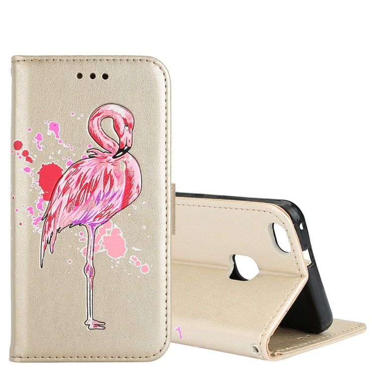 For Huawei P10 Lite Glittery Powder Flamingo Print Horizontal Flip Leather Case with Holder & Wallet & Card Slots & Photo Frame