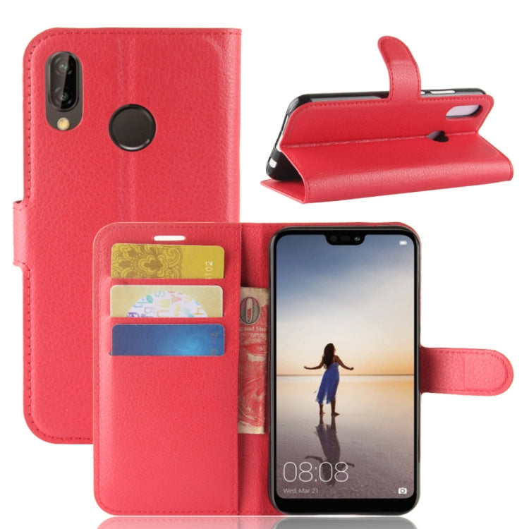 For Huawei  P20 Lite PU + TPU Litchi Texture Horizontal Flip Leather Case with Wallet & Holder & Card Slots