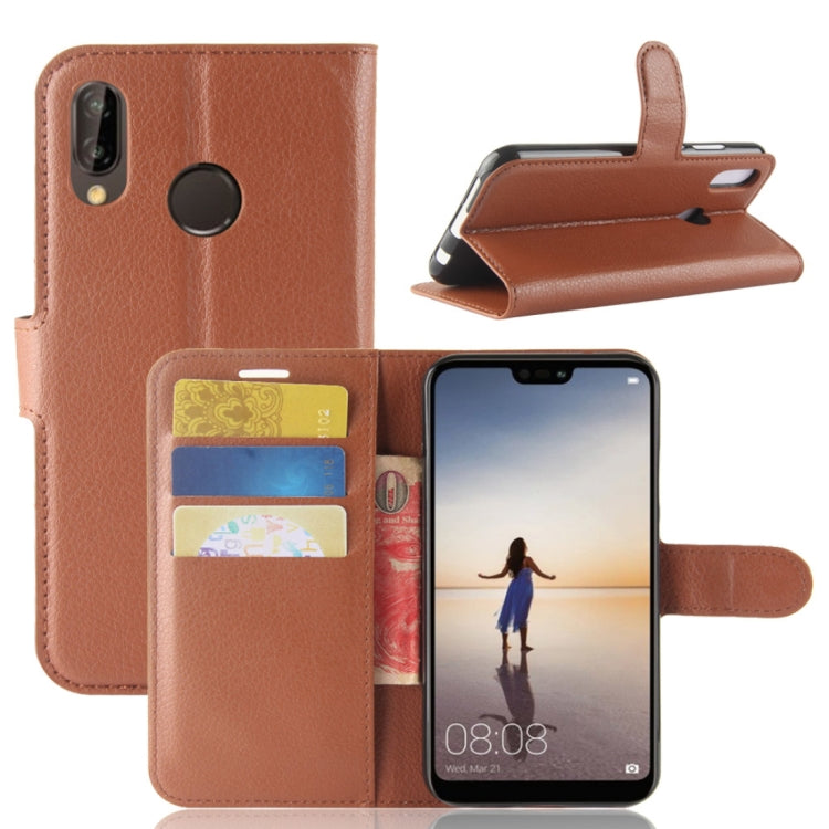 For Huawei  P20 Lite PU + TPU Litchi Texture Horizontal Flip Leather Case with Wallet & Holder & Card Slots