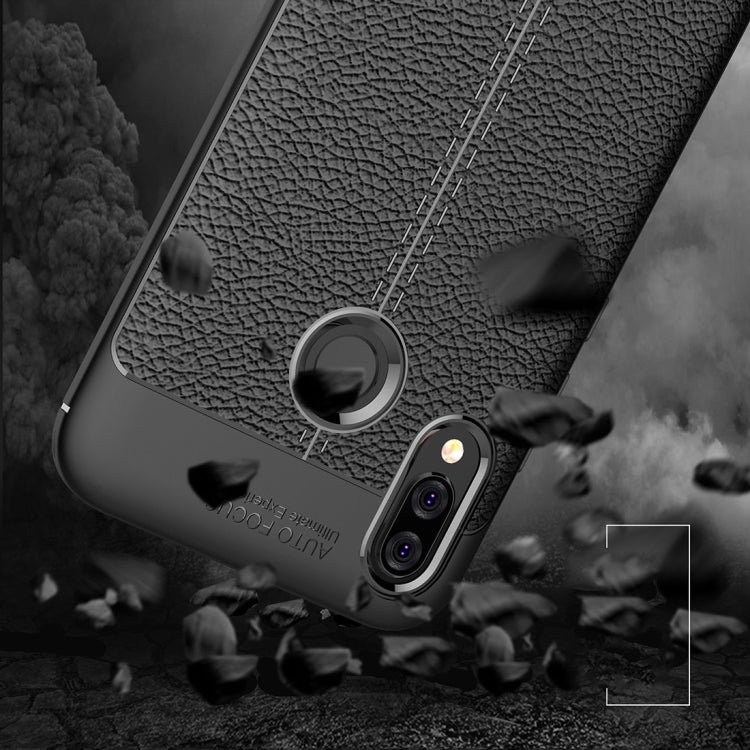 For Huawei  P20 Lite Litchi Texture Soft TPU Protective Back Cover Case