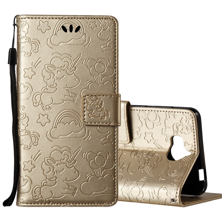 For Huawei  Y5 (2017) Pressed Horse Cloud Print Horizontal Flip Leather Case with Holder & Card Slots & Wallet & Lanyard