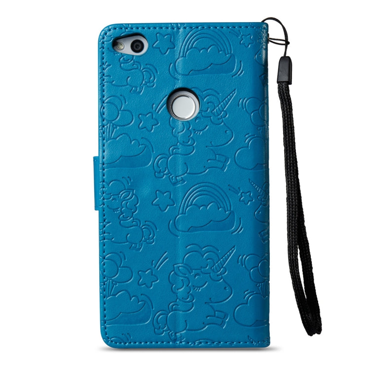 For Huawei  Honor P8 Lite (2017) Pressed Horse Cloud Print Horizontal Flip Leather Case with Holder & Card Slots & Wallet & Lanyard