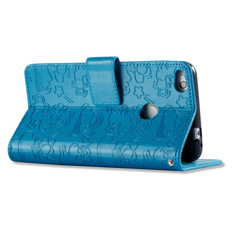 For Huawei  Honor P8 Lite (2017) Pressed Horse Cloud Print Horizontal Flip Leather Case with Holder & Card Slots & Wallet & Lanyard