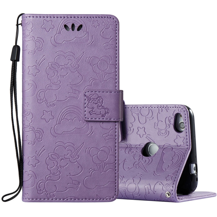 For Huawei  Honor P8 Lite (2017) Pressed Horse Cloud Print Horizontal Flip Leather Case with Holder & Card Slots & Wallet & Lanyard