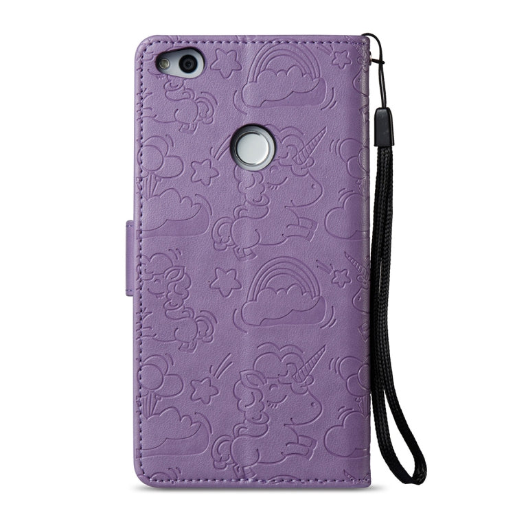 For Huawei  Honor P8 Lite (2017) Pressed Horse Cloud Print Horizontal Flip Leather Case with Holder & Card Slots & Wallet & Lanyard