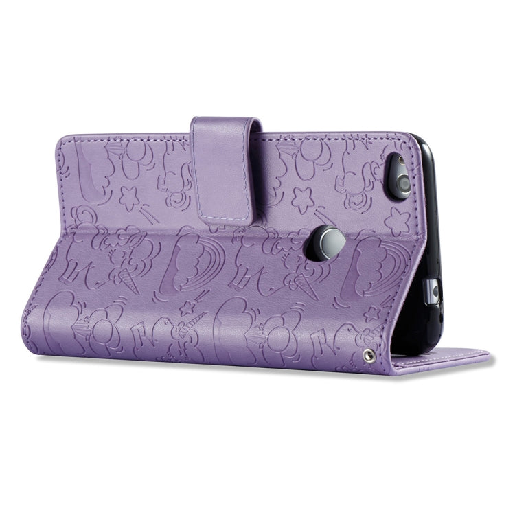 For Huawei  Honor P8 Lite (2017) Pressed Horse Cloud Print Horizontal Flip Leather Case with Holder & Card Slots & Wallet & Lanyard