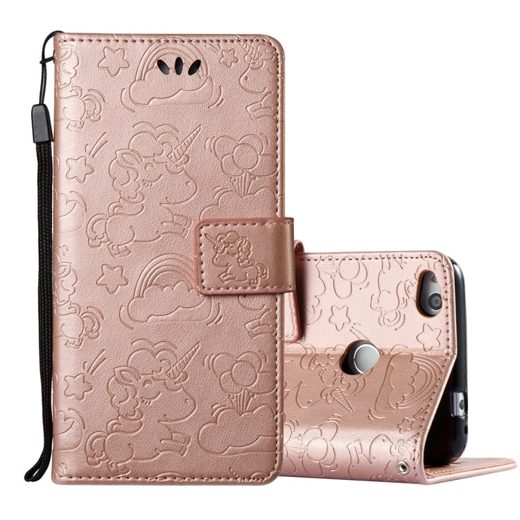 For Huawei  Honor P8 Lite (2017) Pressed Horse Cloud Print Horizontal Flip Leather Case with Holder & Card Slots & Wallet & Lanyard