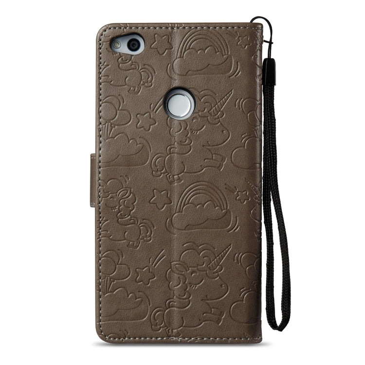 For Huawei  Honor P8 Lite (2017) Pressed Horse Cloud Print Horizontal Flip Leather Case with Holder & Card Slots & Wallet & Lanyard