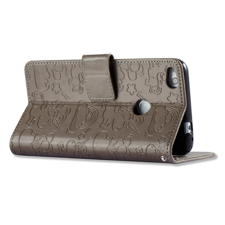 For Huawei  Honor P8 Lite (2017) Pressed Horse Cloud Print Horizontal Flip Leather Case with Holder & Card Slots & Wallet & Lanyard