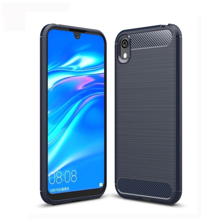 Brushed Texture Carbon Fiber TPU Case for Huawei Honor 8S (Navy Blue)