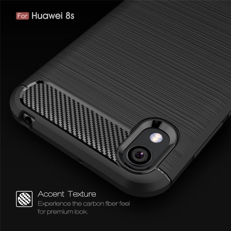 Brushed Texture Carbon Fiber TPU Case for Huawei Honor 8S (Navy Blue)