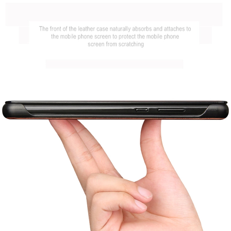 Fierre Shann Crazy Horse Texture Horizontal Flip PU Leather Case for Huawei P20, with Smart View Window & Sleep Wake-up Function