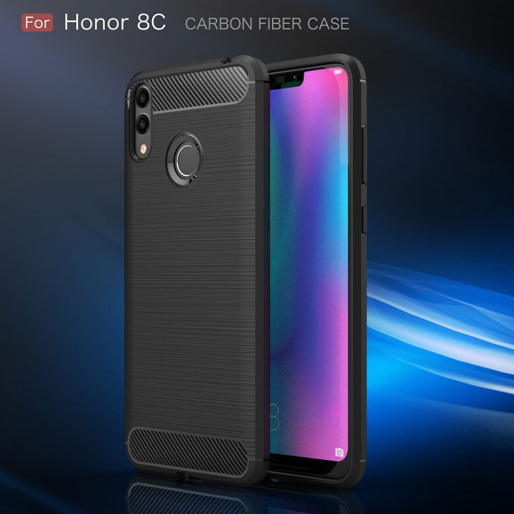 Brushed Texture Carbon Fiber Soft TPU Case for Huawei Honor 8C
