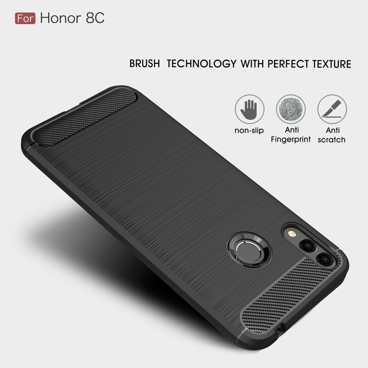 Brushed Texture Carbon Fiber Soft TPU Case for Huawei Honor 8C