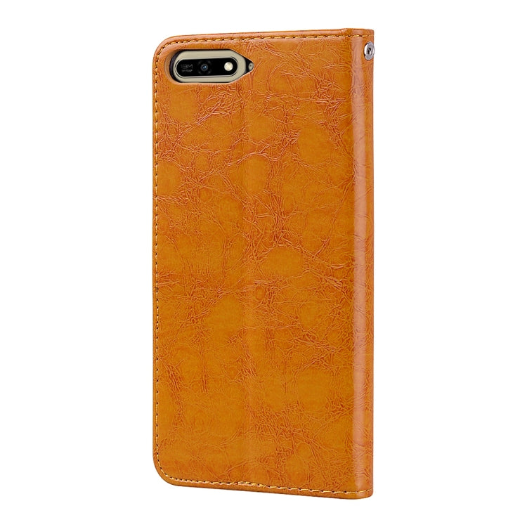 Business Style Oil Wax Texture Horizontal Flip Leather Case for Huawei Y6 (2018), with Holder & Card Slots & Wallet