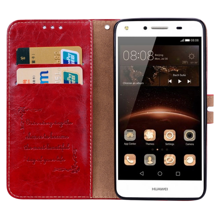 For Huawei  Y5 (2017) / Y6 (2017) Business Style Oil Wax Texture Horizontal Flip Leather Case with Holder & Card Slots & Hand Strap