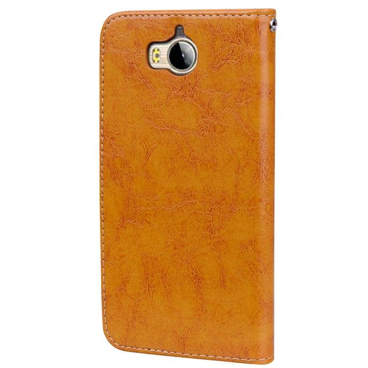 For Huawei  Y5 (2017) / Y6 (2017) Business Style Oil Wax Texture Horizontal Flip Leather Case with Holder & Card Slots & Hand Strap