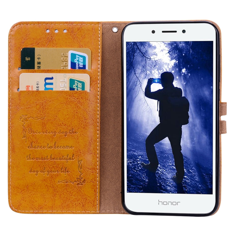 For Huawei  Honor 6A Business Style Oil Wax Texture Horizontal Flip Leather Case with Holder & Card Slots & Hand Strap