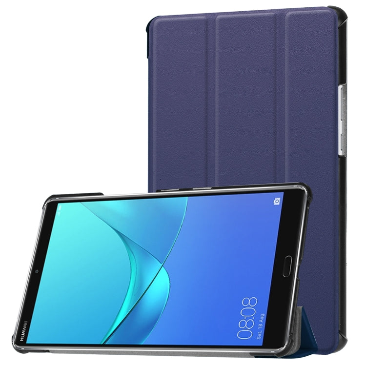 For Huawei  MediaPad M5 8.4 inch Tablet Tri-Fold Custer Texture Horizontal Flip PU Leather Protective Case with Holder & Sleep / Wake-up Function