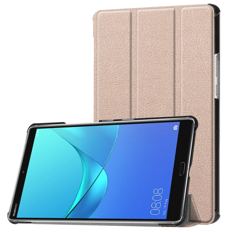 For Huawei  MediaPad M5 8.4 inch Tablet Tri-Fold Custer Texture Horizontal Flip PU Leather Protective Case with Holder & Sleep / Wake-up Function