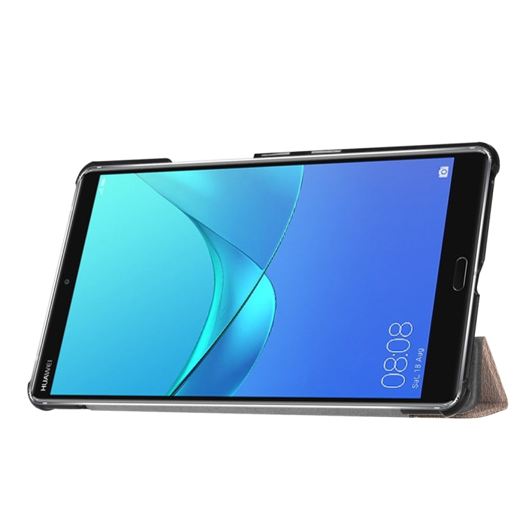 For Huawei  MediaPad M5 8.4 inch Tablet Tri-Fold Custer Texture Horizontal Flip PU Leather Protective Case with Holder & Sleep / Wake-up Function