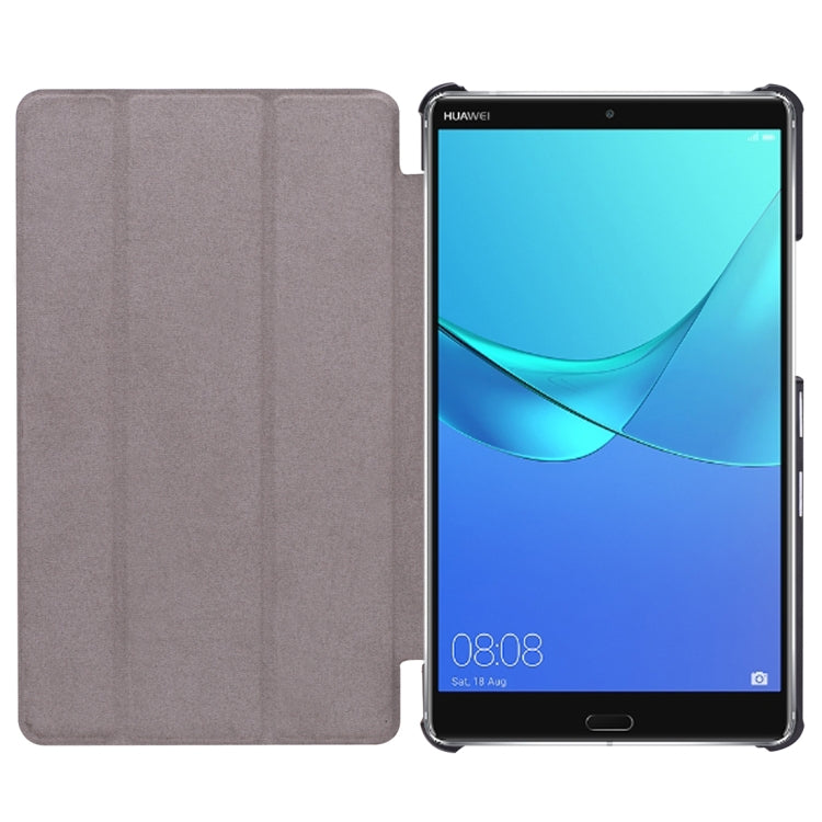 For Huawei  MediaPad M5 8.4 inch Tablet Tri-Fold Custer Texture Horizontal Flip PU Leather Protective Case with Holder & Sleep / Wake-up Function