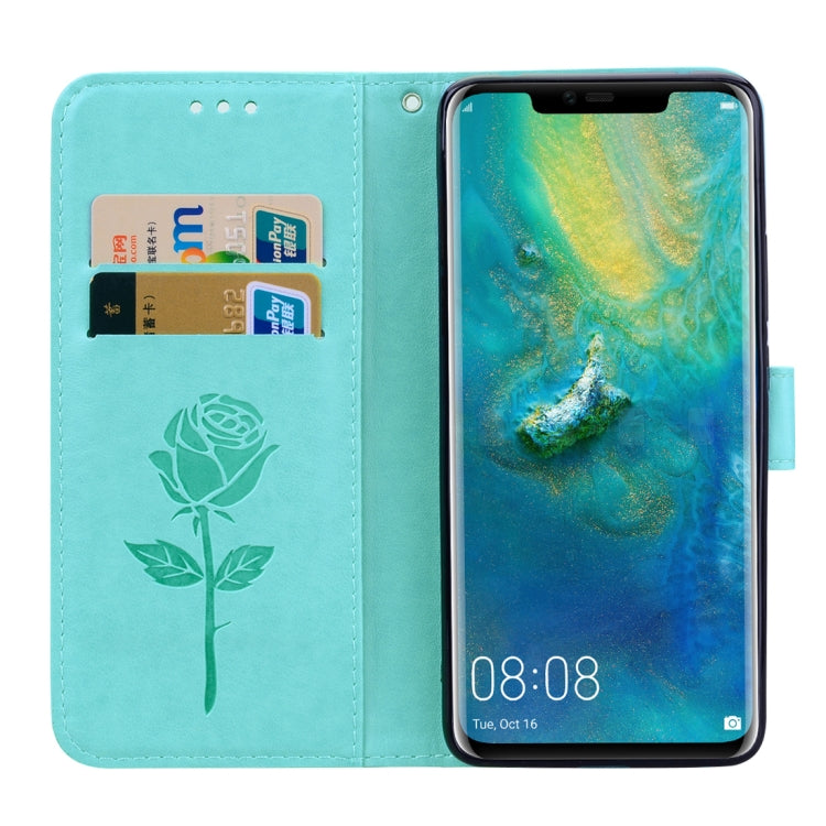 Rose Embossed Horizontal Flip PU Leather Case for Huawei Mate 20 Pro, with Holder & Card Slots & Wallet