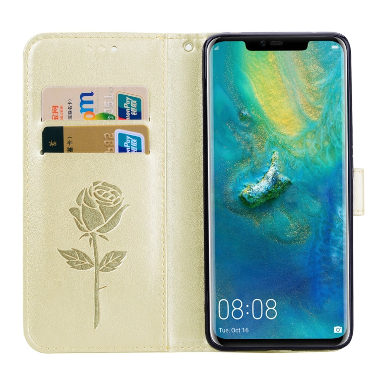 Rose Embossed Horizontal Flip PU Leather Case for Huawei Mate 20 Pro, with Holder & Card Slots & Wallet