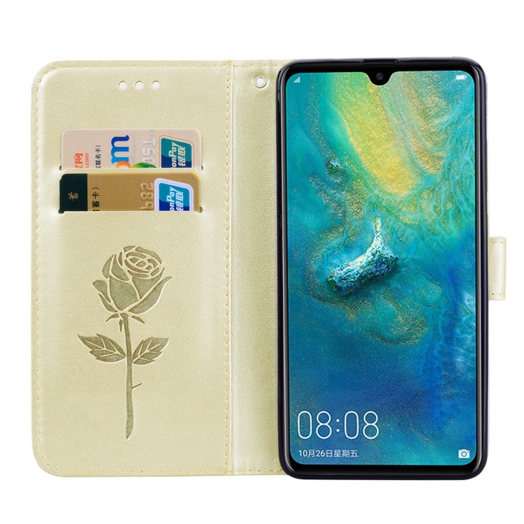 Rose Embossed Horizontal Flip PU Leather Case for Huawei Mate 20, with Holder & Card Slots & Wallet