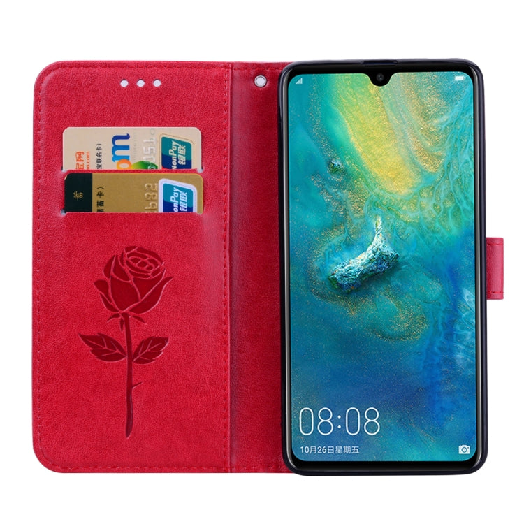 Rose Embossed Horizontal Flip PU Leather Case for Huawei Mate 20, with Holder & Card Slots & Wallet
