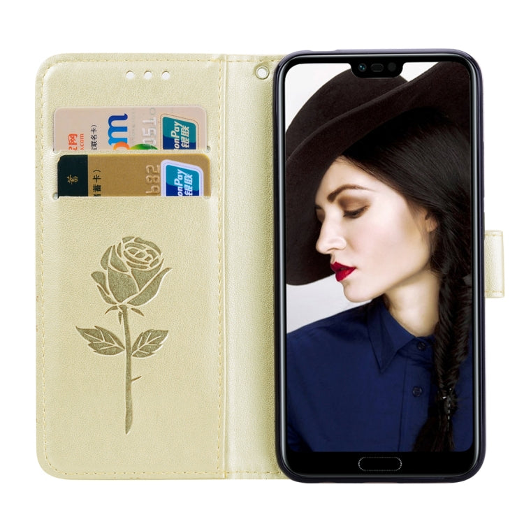 Rose Embossed Horizontal Flip PU Leather Case for Huawei Honor 10 Lite, with Holder & Card Slots & Wallet