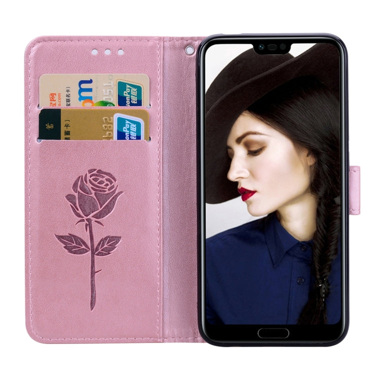 Rose Embossed Horizontal Flip PU Leather Case for Huawei Honor 10 Lite, with Holder & Card Slots & Wallet