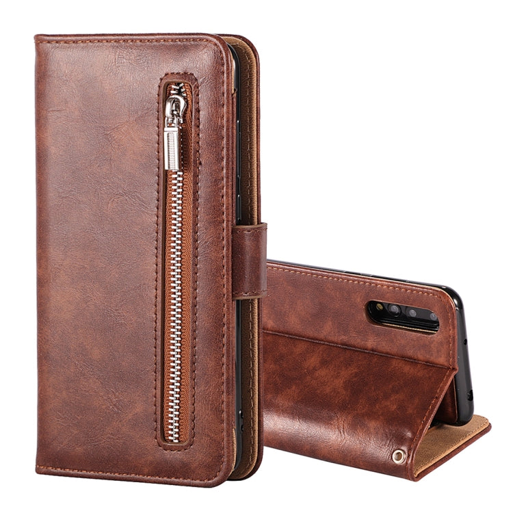 Crazy Horse Texture Horizontal Flip Detachable Zipper Leather Case for Huawei P20, with Card Slot & & Wallet & Photo Frame & Lanyard