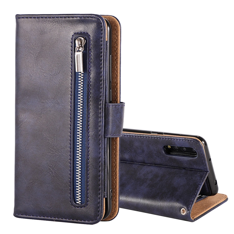 Crazy Horse Texture Horizontal Flip Detachable Zipper Leather Case for Huawei P20, with Card Slot & & Wallet & Photo Frame & Lanyard